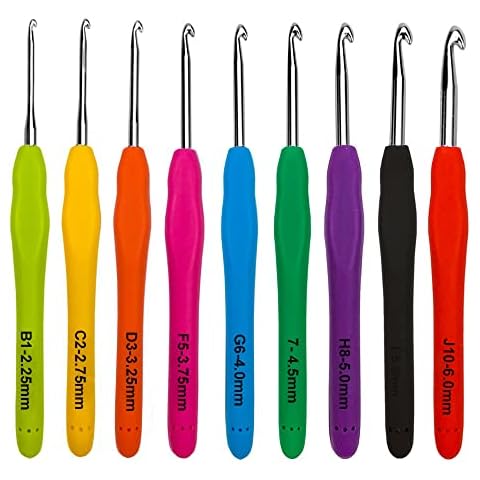 Mdoker Extra Long Crochet Hooks Size(2.25mm-6mm) Ergonomic Grip Soft Handles for Handmade DIY Crocheting Crochet Hook Needles for Arthritic Hands Cover