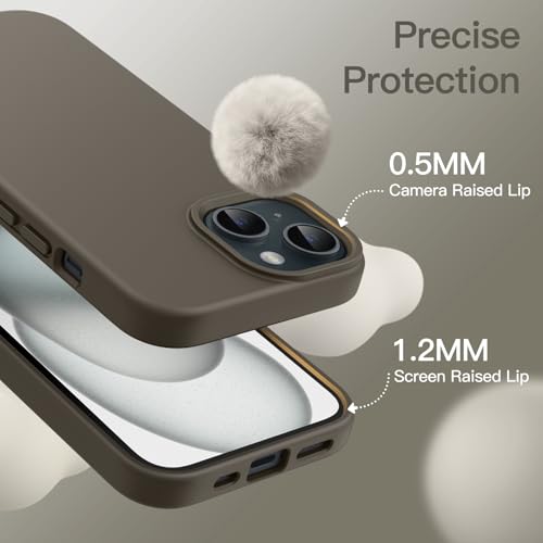 Image of JETech Silicone Case for iPhone 15, Clay | Silky Soft Touch, Shockproof Cover, Scratch Resistant, Microfiber Lining