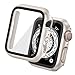 Produktbild Tuocal 2 Stück Hard Hülle Kompatibel mit Apple Watch Series 9 Series 8 Series 7 41mm HD PC Vollständige Abdeckung Schutz mit Schutzfolie Cover Case Glas Schutzhülle für iWatch 41mm, Sternenlicht