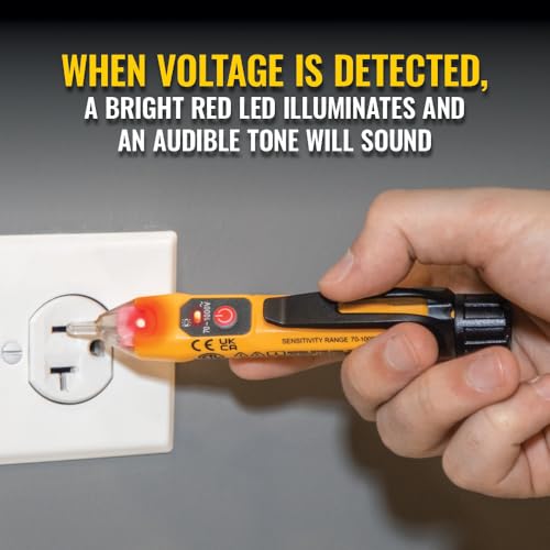 Image of Klein Tools NCVT1XT Voltage Tester, Non-Contact Low Voltage Test Pen, 70V to 1000V AC, Durable IP67 Tester is Dustproof and Waterproof