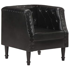 Tidyard Chesterfield retro-stoel van echt Capra-leer 60 x 57 x 64 cm, tv-stoel van vintage leer, fauteuil van vintage leer
