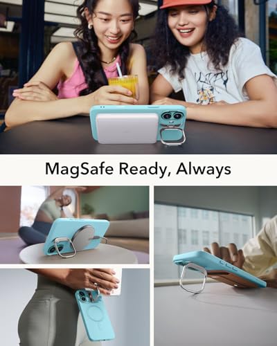 Image of ESR for iPhone 16 Case, Camera Control Button Silicone Case with Stand, Compatible with MagSafe, Built-in Camera Stash Stand, Magnetic Phone Case for iPhone 16 Pro Max,Cloud Series,Teal