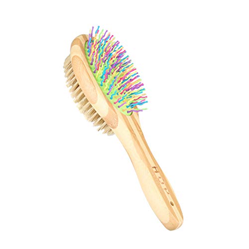 Double-Sided Pet Brush for Grooming & Massaging Dogs, Cats & Other Animals –