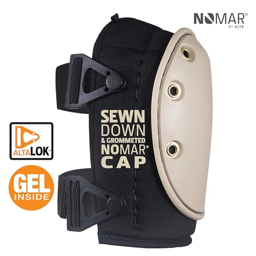 Image of ALTA 56223 AltaGUARD Nomar Gel Insert Knee Protector Pad, Black Cordura Nylon Fabric, AltaLOK Fastening, Flexible Cap, Long, Nomar | AltaLok Fastening, Cap secured, 6 color-coordinated brass grommets, Rodilleras de trabajo