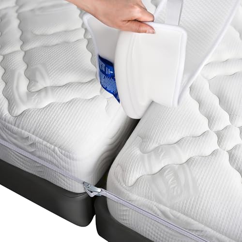 FeelAtHome Cuña de Unir Colchones - 20 cm - Puente de Convertidor de Individual a Cama de Matrimonio – Conector de Colchón y Correa de Sujeción para una Cómoda de Invitados