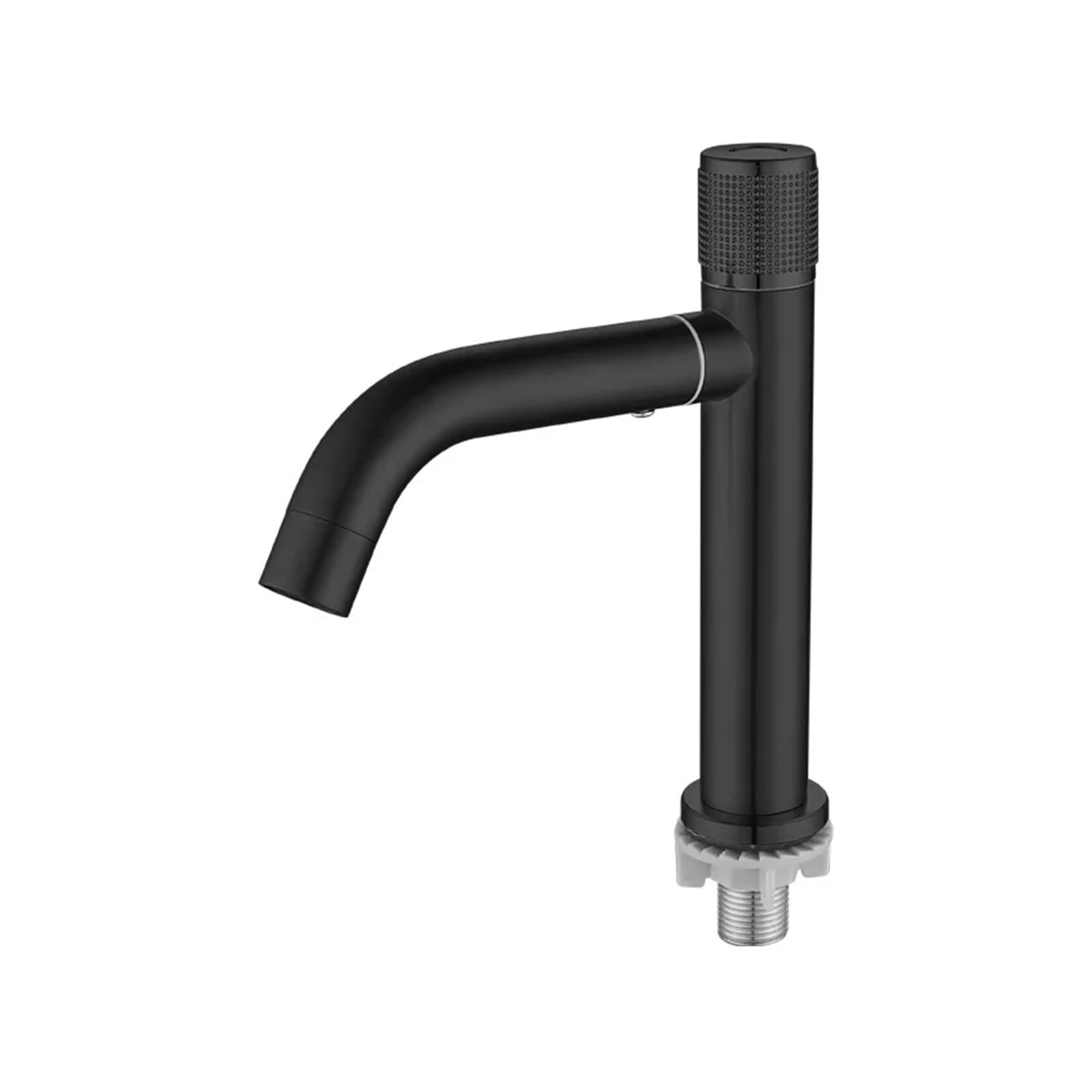 Robinet lavabo eau froide orientable à 360° en acier noir montage sur pont