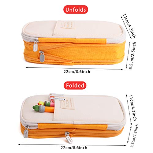 Isuperb Foldable Pencil Case Zipper Big Capacity Canvas Pencil Pouch Stationery Organizers Pen Bag Compartments Cosmetic Makeup Bags For Women #TOP5