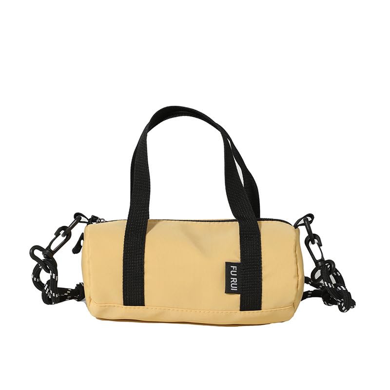 Sacola feminina para mulheres, bolsas transversais modernas, pacote cilíndrico, bolsas de ombro com mensageiros de nylon, Amarelo, Medium, Amarela