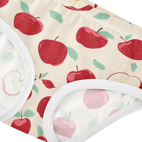 Wusikd Red Apples Slices Girls' Underwear Cotton Girls Briefs Soft Toddler Underwear 2T4