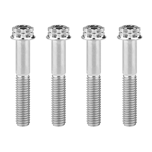 Image of Titanium Flange 12 Point Head M8 x15 20 25 30 35 40 45 50 55 60 65mm Screw Bolt Pack of 4 (M8x45mm, Normal Titanium)