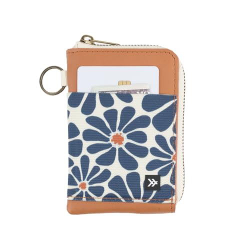 Thread Wallets RFID Blocking Leather Zip Wallet with Card Holder for Men and Women (Emmeline Navy)