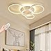 Produktbild LED Dimmbare Deckenleuchte Moderne Wohnzimmer Lampe Ring Design Deckenlampe Mit Fernbedienung Metall Acryl Deckenleuchte Beleuchtung Schlafzimmer Küche Esszimmer Badezimmer Deckenspot,Weiß,5 Turns