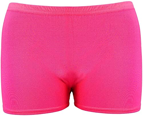GUBA® Women's Neon Microfiber Hot Pants - Ladies Shorts Dance Gym Party Yoga Knickers Stretch Stylish Short Pant (Neon Pink, Small-Medium)