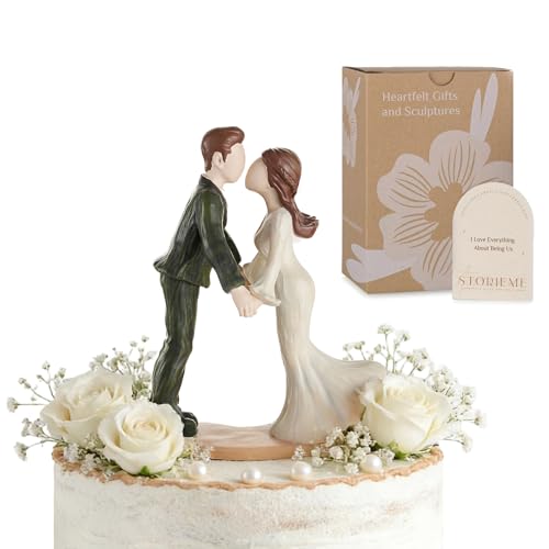 Storieme 5.3” Kissing Bride and Groom Wedding Cake Toppers (0.55LBS)