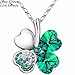 BRIGHTWINST 12 Color Fashion Austrian Crystal Four Leaf Leaves Heart Rhinestones Necklace Pendant For Women White Gold Color Jewelry PTPNU1928