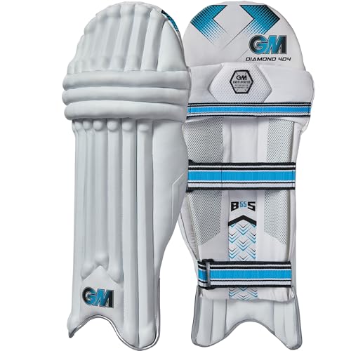 GM | Cricket Batting Pads | Ben Stokes Diamond 404 | Traditional Cotton & Cane | Extra Small Adult Right Handed | Approx 2.10 kg per Pair | 1 Pair | White | Gunn & Moore