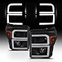 AKKON - For 2011-16 Ford Super Duty F-250/F-350/F-450 LED Daytime Running Lamp Bar Projector Headlights Black Housing Clear Len