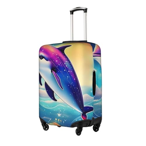Colorful Starry Sky Ocean Dolphin Tsa Approved Luggage Cover For 18-32 Inch Suitcases Scratch-Resistant Stretch Luggage Cover2