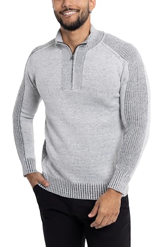 X RAY Mens Quarter Zip Pullover Sweater, Slim Fit Knit Long Sleeve Polo Quarter Zip Pullover Golf Sweatshirt for Men