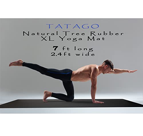 Tatago Extra Large Yoga Mat For Men & Women-{84"X30"}-Natural Rubber Non Slip Long & Wide Pilates Mat -The Perfect Xl Hot Yoga Mat , Ab Mat, Or Exercise Mats For Home Workout Mat For Home.-Wonderful Large Exercise Mat For Kids Too! (Black) #TOP1