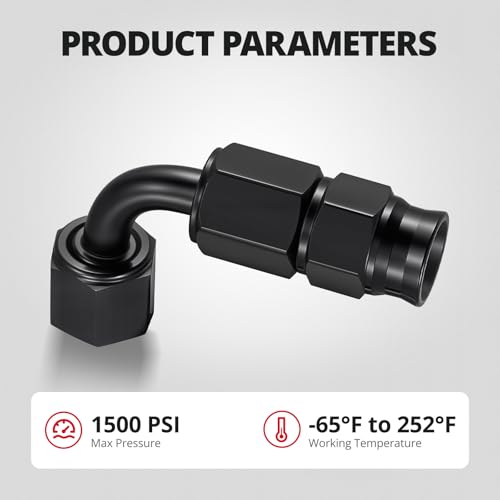 Image of EVIL ENERGY 3AN PTFE Hose End Fitting 90 Degree Black for PTFE Hose Only 4PCS