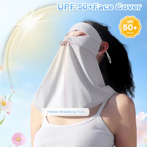 Image of TecoKart Face Mask with Neck Protection, UPF 50+ & Adjustable Ear Loops | Breathable Sun Protection Mask for Women Cycling, Biking, Outdoor Activities