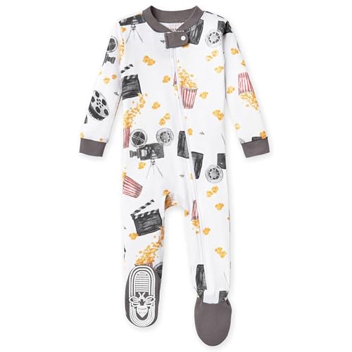 Image of Burt's Bees Baby baby-boys Sleeper Pjs, 100% Organic Cotton, One-piece Footie, Zip Up Jumpsuit, Snug Fit Pajamas