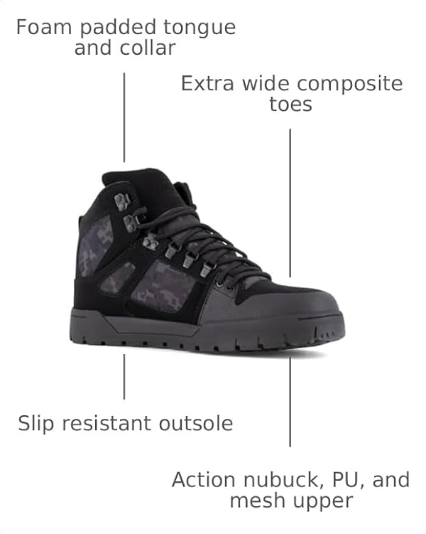 DC Work Men's Pure Work Black Camo Composite Toe Boots by DC SHOES - Used condition - Image 3