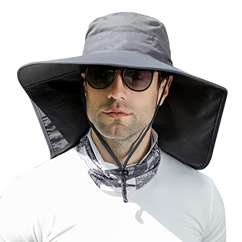 Wide Brim Sun Hat With Neck Face Flap, Upf 50+ Fishing Hiking Safari Sun Hat #TOP4