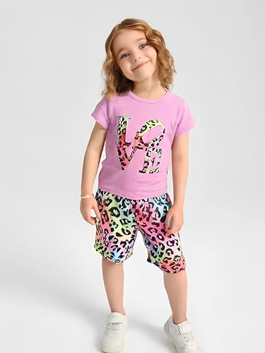 Image of Kid Toddler Girl Butterfly Printed Short Sleeve T-Shirt + Waist Shorts Set 2PC Clothing For Summer