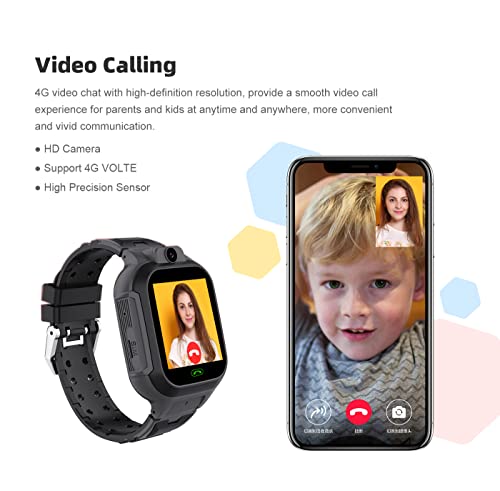 Image of WEARFIT Scout 4G Kids Smart Watch with GPS Tracker - 2-Way Video Calling, Location Tracking, SOS Alert & Parental Controls 7 Games - Smartwatch for Boys & Girls Ages 3-12 No Jio Support (Black)