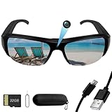 Nisanuki Cámara Espía Oculta Gafas de Sol, Gafas con Camara Camuflada MicroSD 32GB, Cámara de Acción Deportiva para Deportes al Aire Libre Protección UV