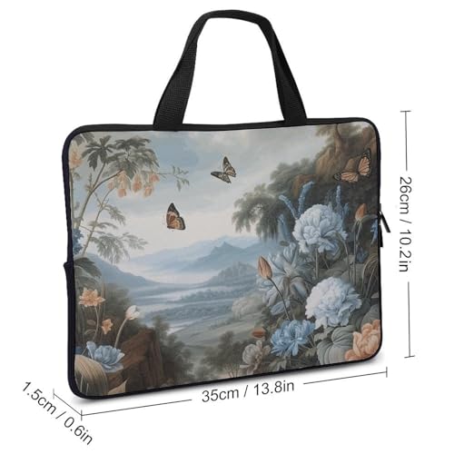 Bolso para laptop 13 pulgadas flores y mariposas miniatura 3