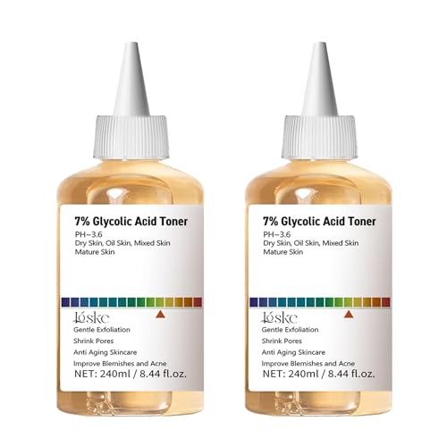7% Glycolic Acid Face Exfoliating Toner for Clear Skin, Pore Minimizer, Radiant Complexion Enhancer, Daily Use Gentle Formula