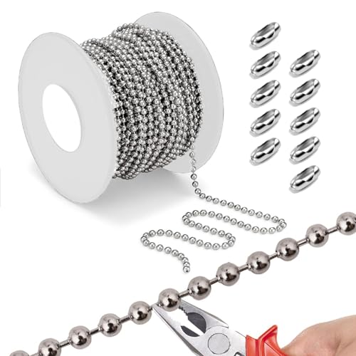Chaîne à billes 4,5 mm en acier inoxydable de 20m avec 20 connecteurs