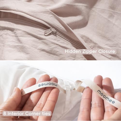 Image of MooMee Duvet Cover Set 100% Washed Cotton Linen Like Cal King