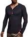 Produktbild Leif Nelson Herren Longsleeve V-Ausschnitt Slim Fit Baumwolle-Anteil Basic Männer Sweatshirt Pulli weißes Langarmshirt V-Neck Pullover T-Shirt Langarm LN1470 Schwarz Medium