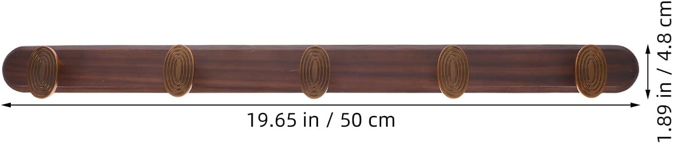 Wall-Mounted Coat Hooks Rack Vintage Zinc Alloy 5-Hook Heavy Duty Wood Coat Hanger for Towels Bags Bathroom and Entryway Storage