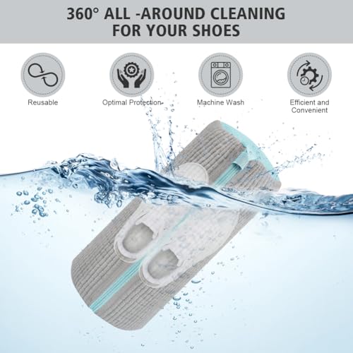 Flintronic Shoes Laundry Bag for Washing Machine, Chenille Shoe Cleaning Bag with Zipper Hook, Horizontal Style, Grey - Image 4
