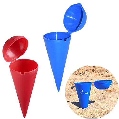 2 Piezas - Cenicero Cono con Tapa - Accesorios Playa - Cenicero Portátil para Bolso, Exterior y Jardín.