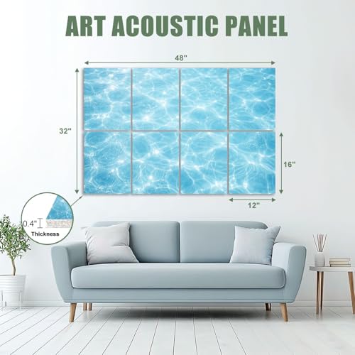 8 Paneles Acústicos Decorativos Autoadhesivos JCFANGALLERY 48"x32" Azul Verano Onda de Agua Textura Burbujas miniatura 2