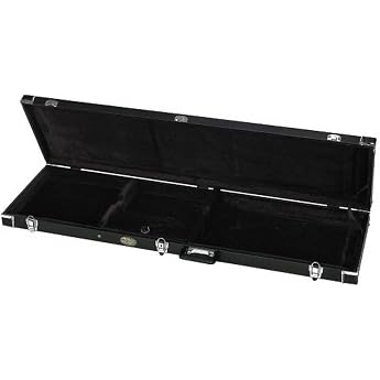 GEWA Universal Flat Top Economy Guitar Case with Wooden Core Flat Lid Matte Black Faux Leather Cover Chrome-Plated Locks Accessory Compartment Black Velvet Inside Plastic Handle