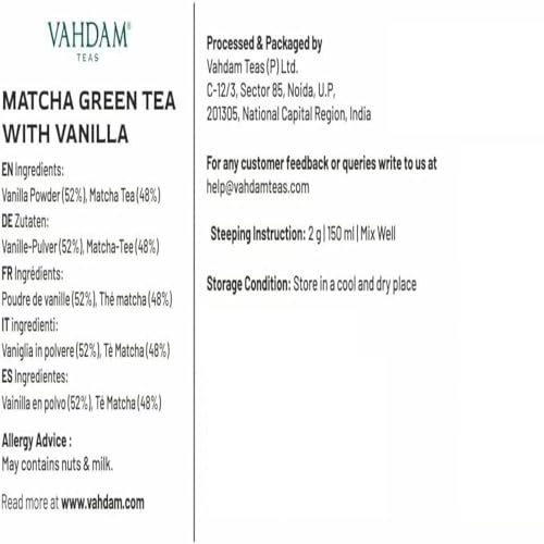 VAHDAM, Vanilla Matcha Green Tea Powder - 1.76oz (25 Cups) | Japanese Matcha Powder With Pure Vanilla | Brew Delicious Vanilla Matcha Latte - Image 5