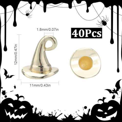 SUNNYCLUE 40pcs Witch & Wizard Hat Charms - Bulk 3D Halloween & Christmas Hats for Jewellery Making DIY Bracelet, Necklace & Earrings - Image 2