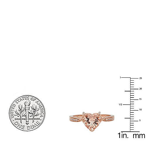 Dazzlingrock Collection 14K Heart-Shaped Morganite & Round Diamond Bridal Promise Engagement Ring, Rose Gold, Size 6.5 #TOP2