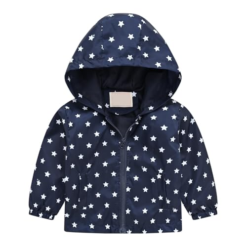 Toddler Boys Girls Dinosaur Print Zip Jacket Hooded Trench Lightweight Kids Coats Windbreaker Casual (NY1, 5-6 Years)
