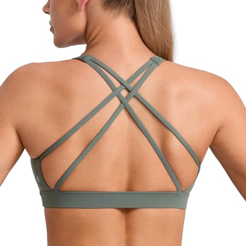 Image of CRZ YOGA Butterbreeze Criss Cross Back Sports Bra | Medium Support, Removable Pads, Training, Fast Dry, Square Neck, Strappy, for Women