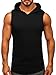 FLYFIREFLY Men's 2 Pack Workout Hooded Tank Tops Bodybuilding Athletic Sleeveless Muscle Cut Off T Shirt Gym Hoodies