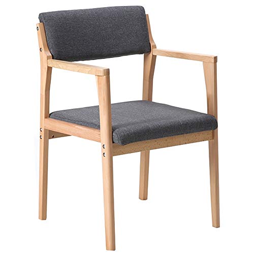 Silla de salón de madera maciza con cojín de tela ventilada, funda desmontable, alta capacidad de peso para cocina, estudio, sala de estar