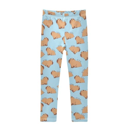 senya Girls Printed Leggings Yoga Pants Capybara I'm So Tired Pattern for Kids in 4t to 10 Years, 4T